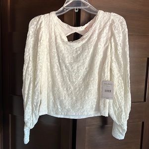 Free People Lace Puff-Sleeve Top